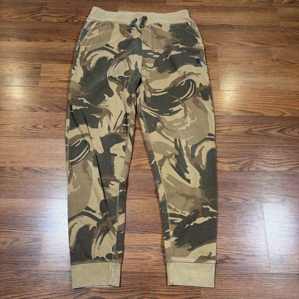 Polo Denim & Supply Ralph Lauren Fleece Jogger Pants Men M Brown Camo Paint